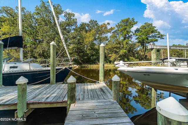view of dock featuring a water view