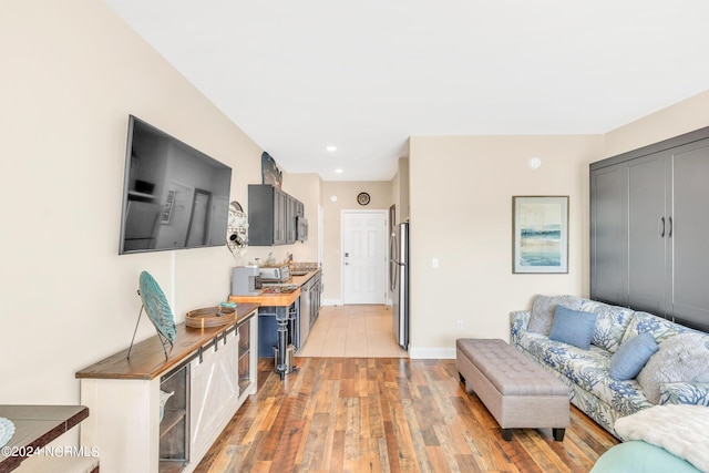 living room featuring light hardwood / wood-style flooring