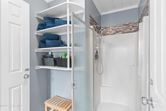 bathroom featuring walk in shower