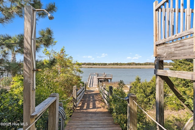 view of dock featuring a water view