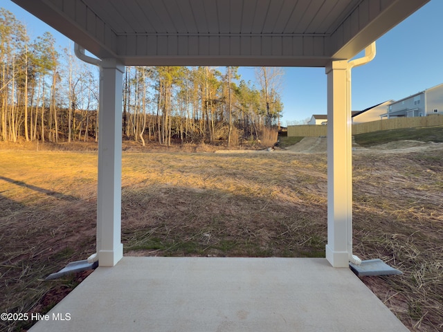 view of yard with a patio area and fence