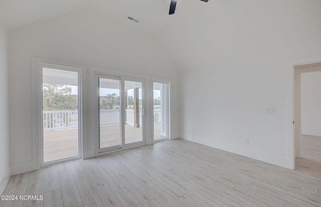 13 E Cannon Cv, Hampstead, NC 28443 - spare room featuring plenty of natural light, a ceiling fan, lofted ceiling, and visible vents