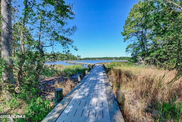 dock area featuring a water view