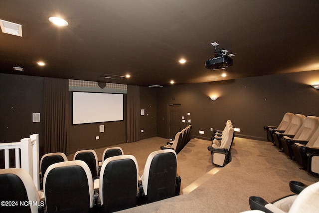 view of carpeted home theater