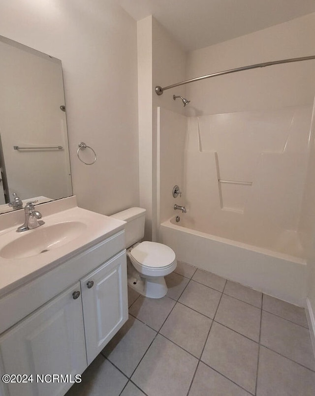 full bathroom with tile patterned flooring, vanity, toilet, and shower / tub combination