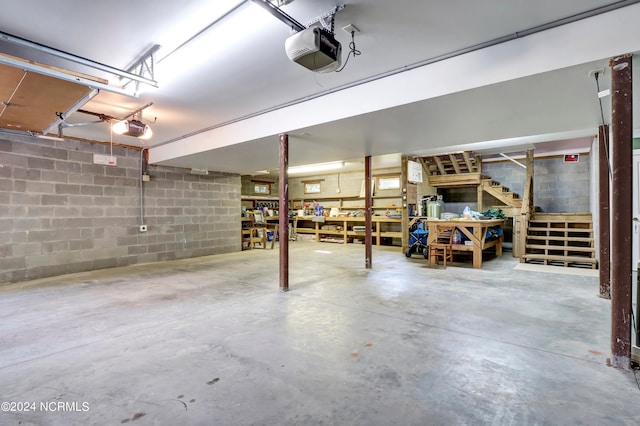 garage with a garage door opener