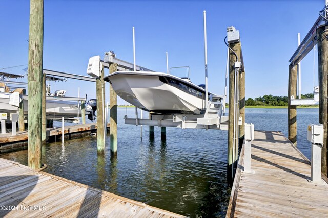 view of dock featuring a water view