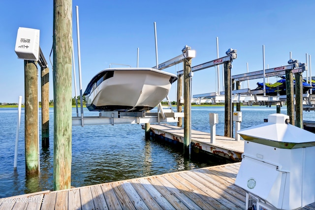 view of dock featuring a water view