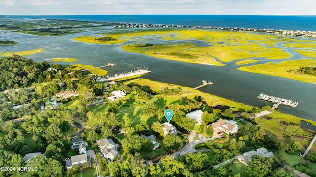 bird's eye view featuring a water view