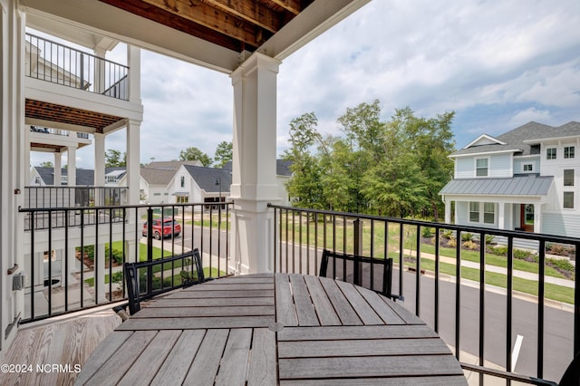 deck with a residential view