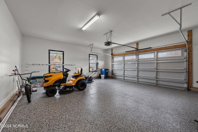 garage with a garage door opener