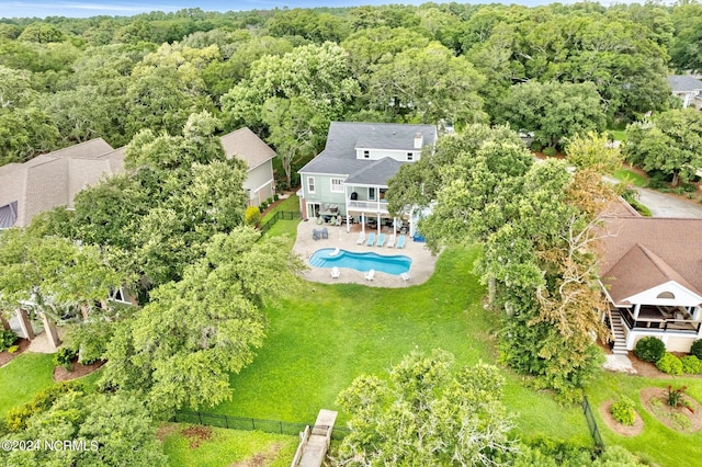 aerial view with a forest view