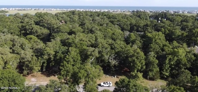 drone / aerial view featuring a view of trees