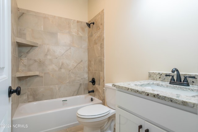 full bathroom featuring toilet, vanity, and shower / bathtub combination