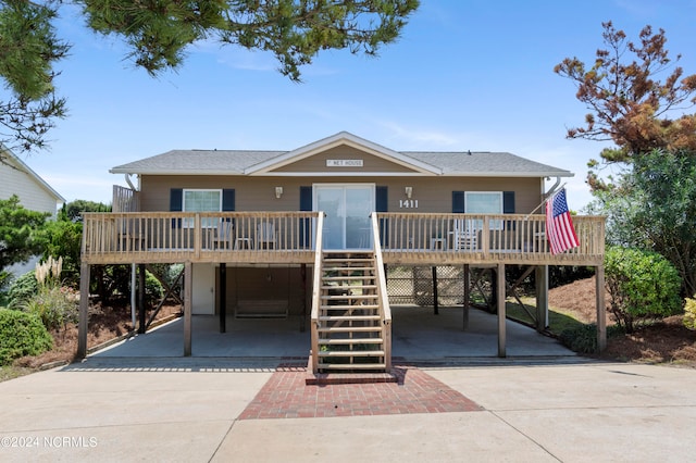 view of front of property with a deck