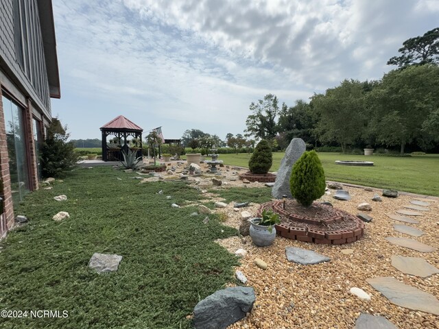 view of yard with a gazebo