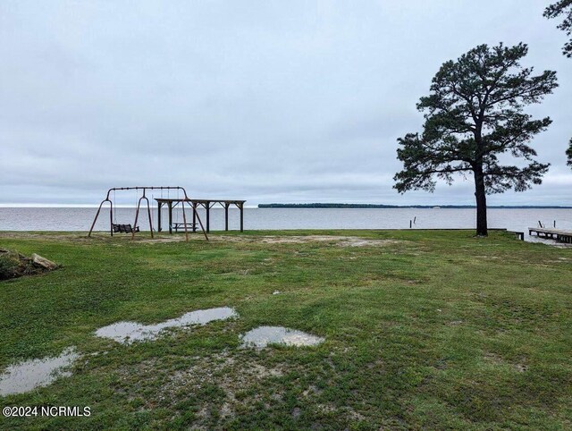 exterior space featuring a water view