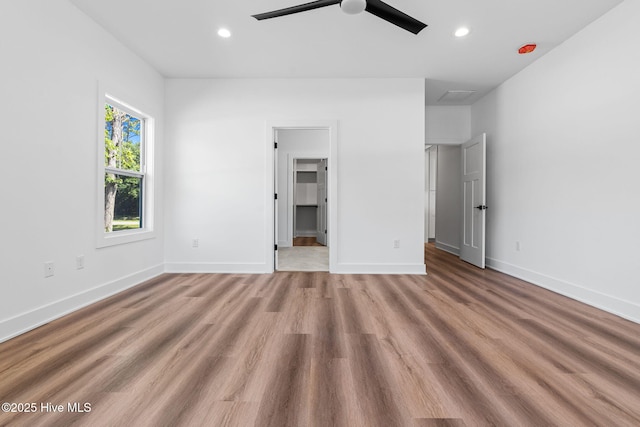 4039 Pintail Ave, Shallotte, NC 28470 - unfurnished bedroom with recessed lighting, wood finished floors, and a ceiling fan