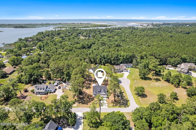 4039 Pintail Ave, Shallotte, NC 28470 - aerial view of property's location with a heavily wooded area and a nearby body of water