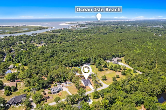 4039 Pintail Ave, Shallotte, NC 28470 - aerial view of property's location with a heavily wooded area and a nearby body of water