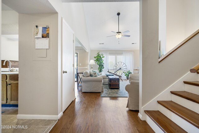 interior space featuring hardwood / wood-style flooring and sink