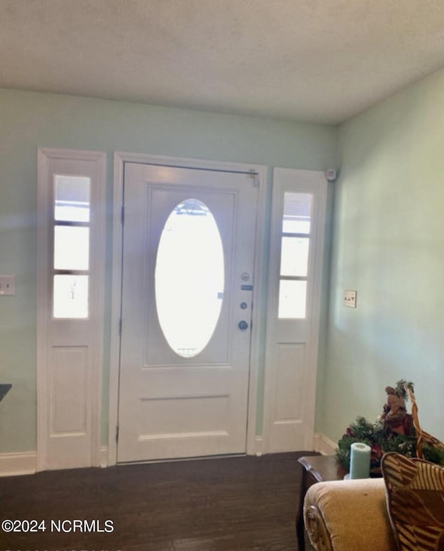 foyer entrance with dark wood finished floors