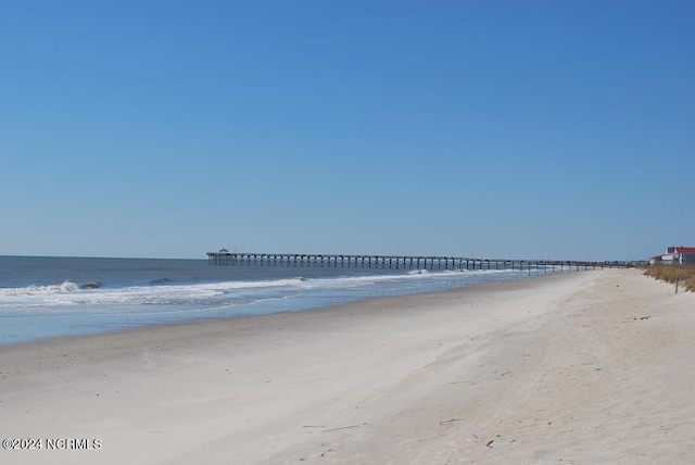 view of water feature featuring a beach view