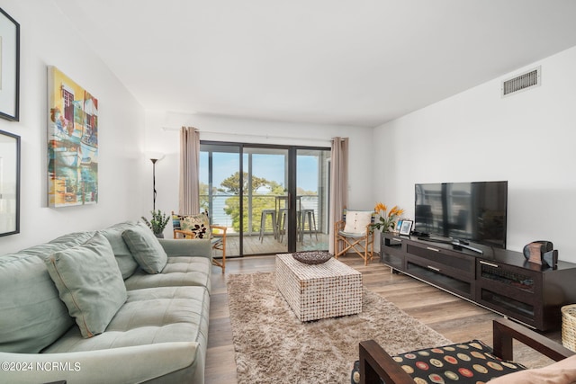 living room featuring light hardwood / wood-style floors