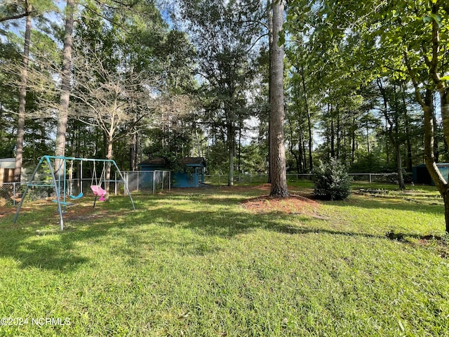 view of yard featuring a playground