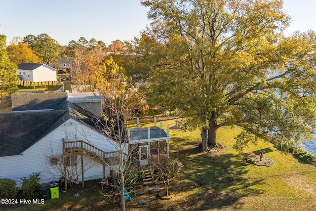 511 N A St, Bridgeton, NC 28519 - view of grassy yard with stairway and a deck