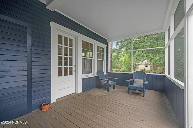 view of unfurnished sunroom