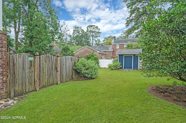 view of yard with a shed