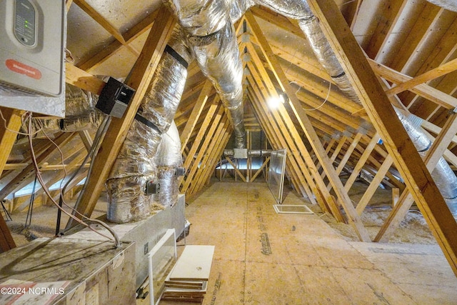 view of unfinished attic