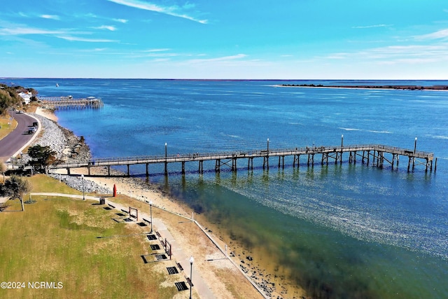 property view of water with a beach view