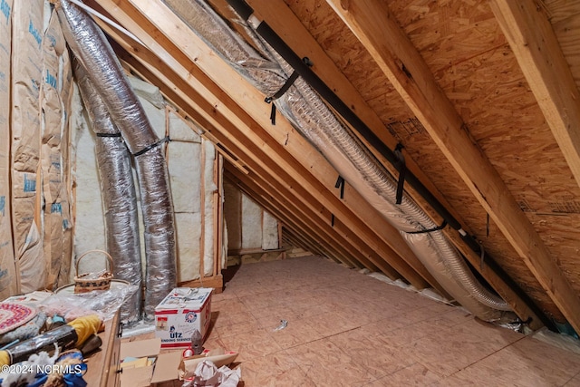 view of unfinished attic