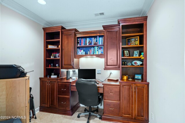 office space featuring ornamental molding