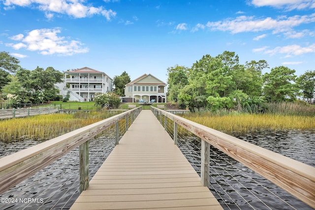 view of dock featuring a water view