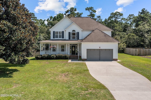 view of front of property with a front lawn and a porch