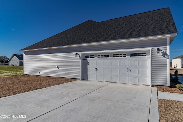 exterior space with a garage