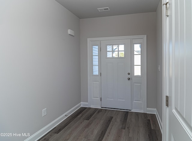 entryway featuring dark wood-type flooring