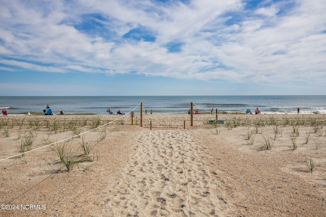 view of water feature featuring a beach view