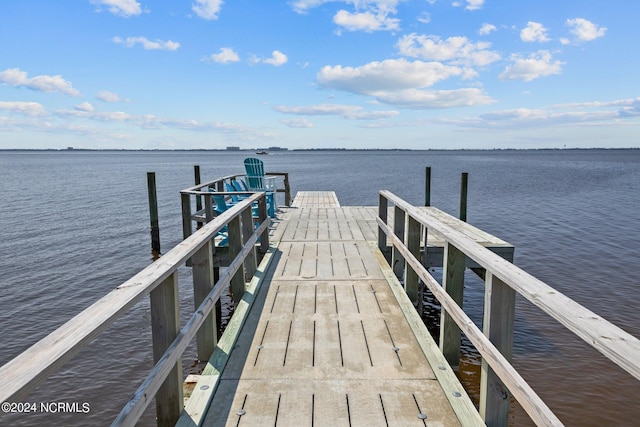 view of dock featuring a water view