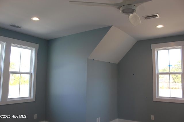 bonus room with ceiling fan