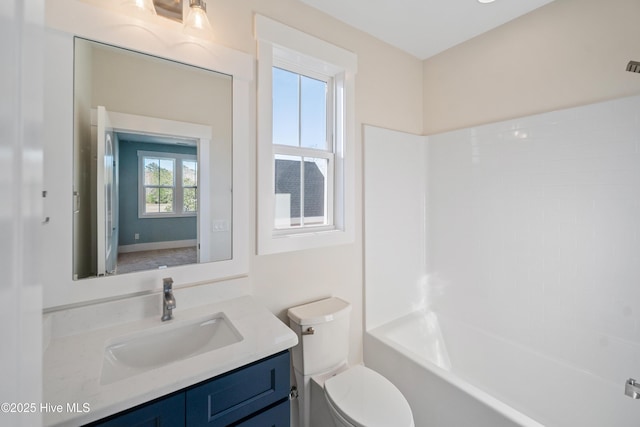 9307 Old Salem Way, Calabash, NC 28467 - bathroom with vanity, toilet, and bathtub / shower combination