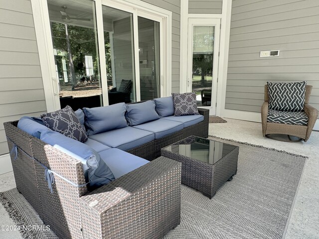 view of patio featuring an outdoor hangout area