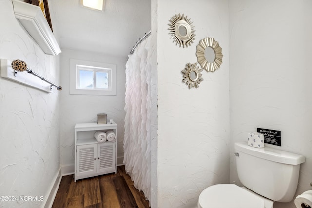 bathroom with wood finished floors and toilet