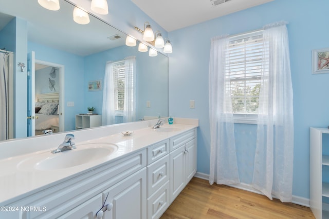 bathroom featuring connected bathroom, a wealth of natural light, and a sink