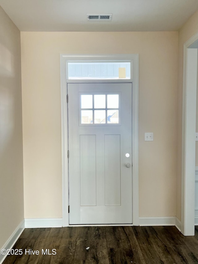 foyer entrance featuring dark hardwood / wood-style flooring