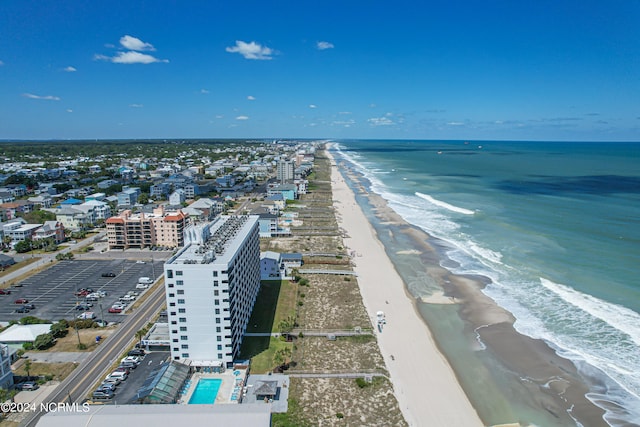 aerial view with a beach view and a water view