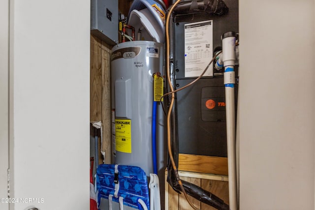 utility room featuring electric water heater